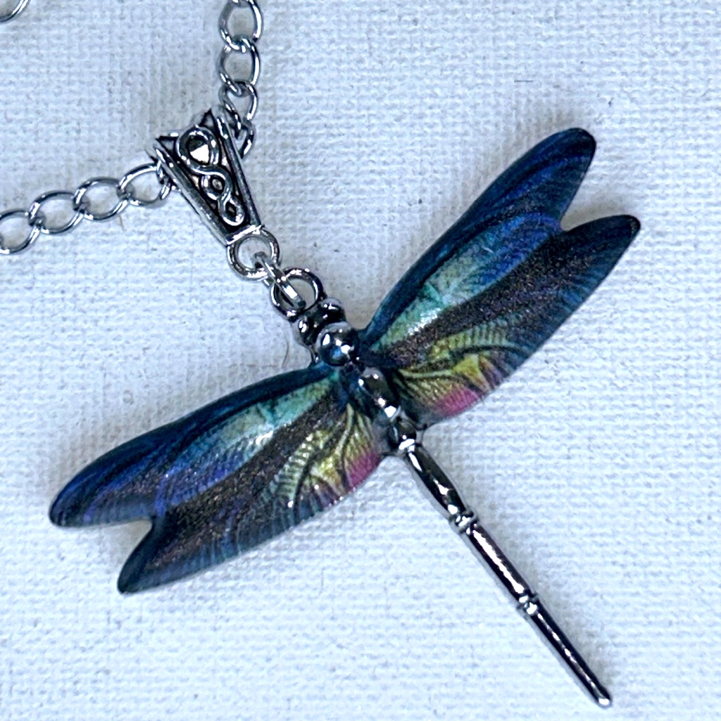 Hand Crafted Colorful Dragonfly Hypoallergenic Stainless Steel Necklace Casual 30$